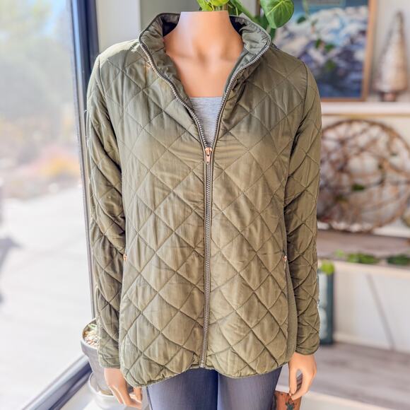Motherhood Maternity, Quilted Lightweight Zip Up Jacket, Women's Medium, Green - Picture 9 of 12